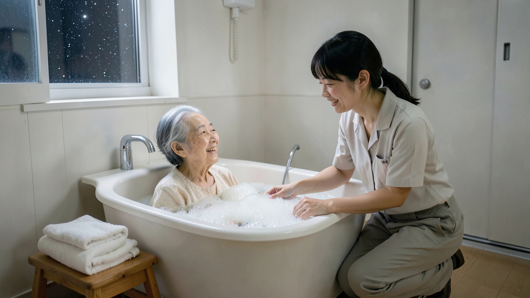 入浴介助の負担を減らす微細気泡の洗身技術と介護現場